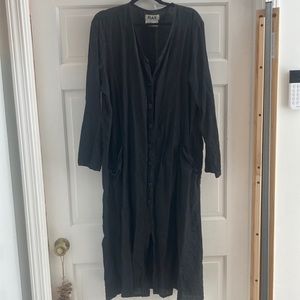 Rare Flax Black Maxi linen dress size Large GUC VINTAGE